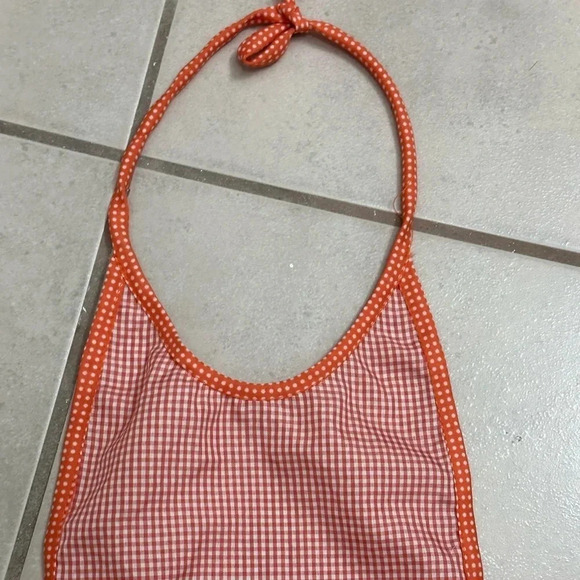 Vintage Kids orange plaid apron size 4-5 - Picture 4 of 7